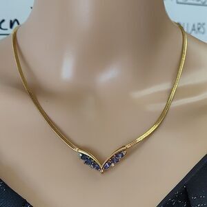 Vintage Avon Purple & Clear Crystal Necklace